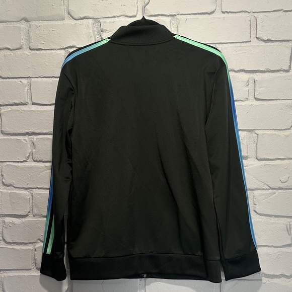 NWOT Adidas Black Jacket with Blue and Green Accents size 14/16 - Picture 4 of 5